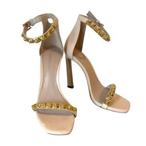 STUART WEITZMAN Blush Pink Rosist 100 Stud Open Toe Ankle Strap Sandal Size 36